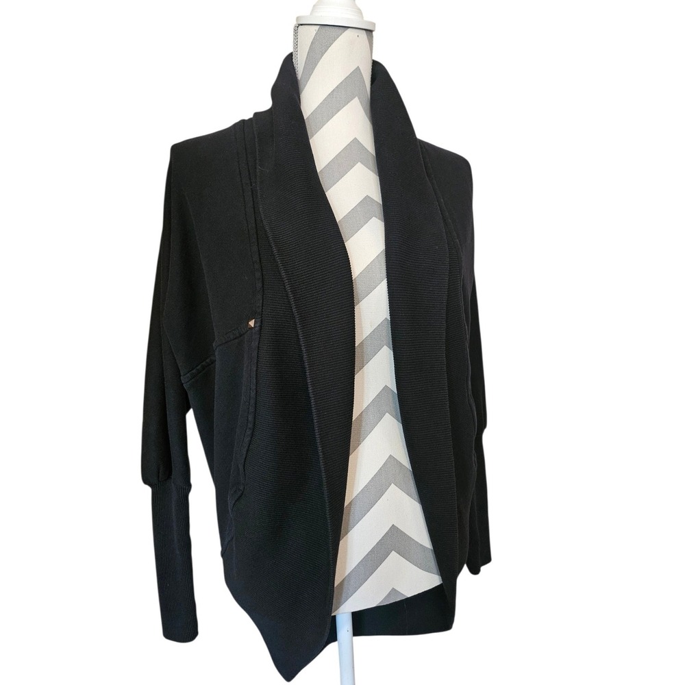 Aritzia Wilfred Black Diderot Cocoon Cardigan Sweater Cotton‎ Modal Oversized XS